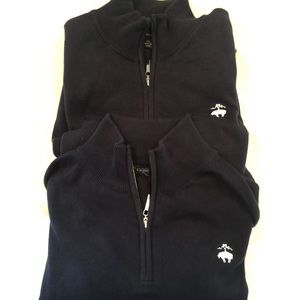 Brooks Brothers Navy blue 3/4 zip cotton henly